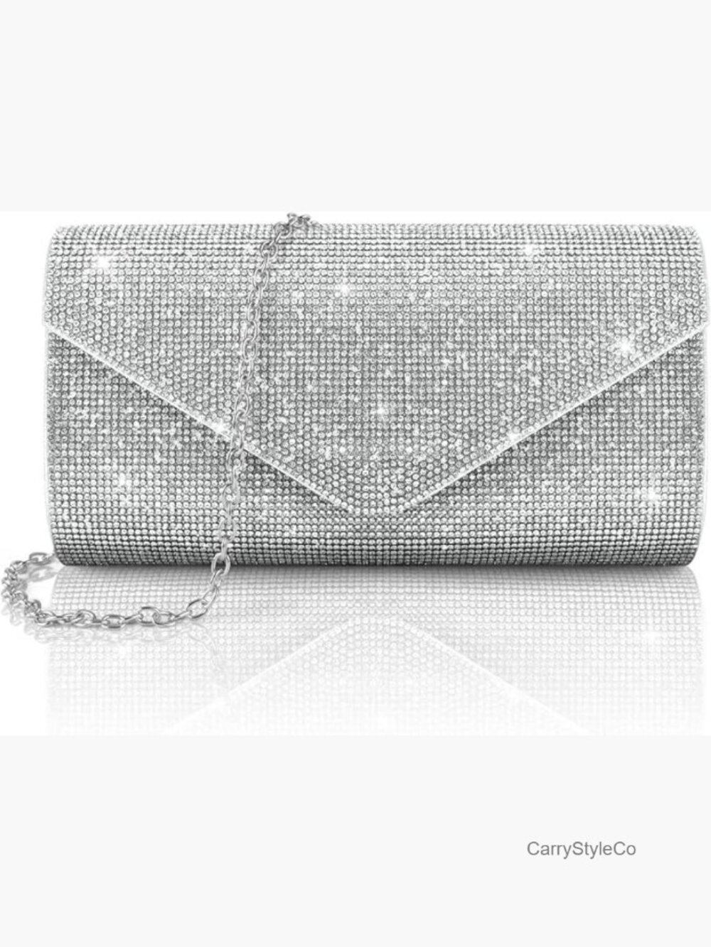 Sparkly Rhinestone Clutch Purse Evening Bag Shoulder Chain - Picture 1 of 6